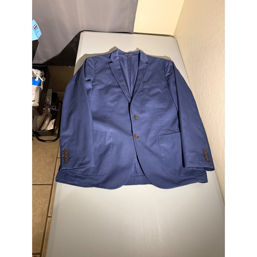 J.Crew Ludlow Blazer 40R Mens Navy Blue Larusmiani Italian Cotton Unstructured
